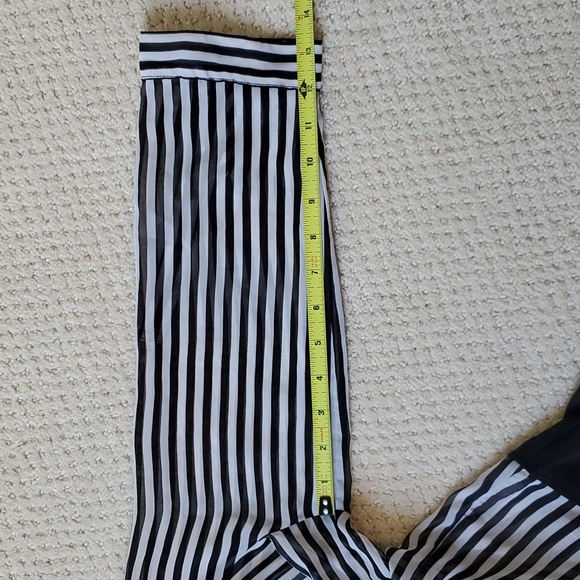 BCX Sheer Top, Size S, Long Sleeves, Striped Black&White with Yellow Detail. - Picture 8 of 12